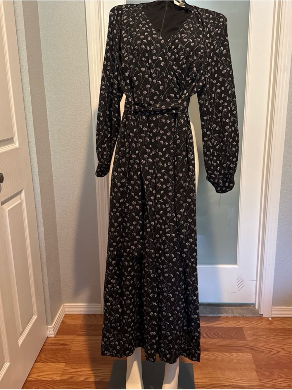 Maison Jules Black Floral Jumpsuit with White Accent Print
